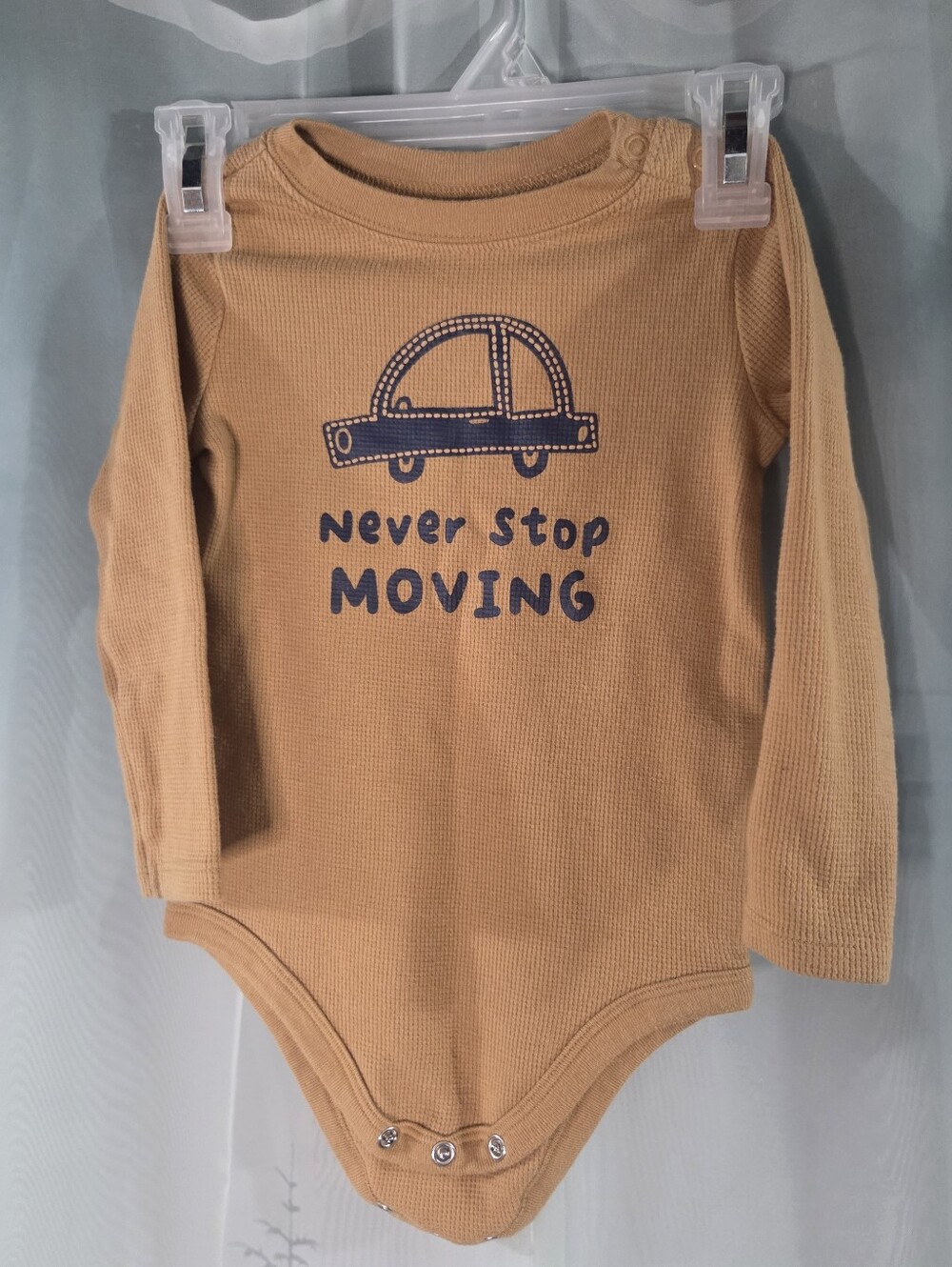 Garanimals Mustard Yellow Waffle Long-Sleeve One-Piece "Never Stop Moving"